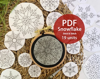 Snowflake Christmas Embroidery Pattern: Stick and Stitch Designs (PDF)