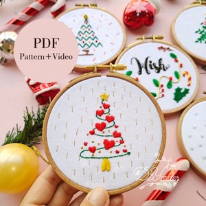 Patrón de bordado de árbol de Navidad, PDF de bordado de Navidad, Tutorial de puntadas, Patrón de bordado en PDF, Descarga instantánea digital, Patrón