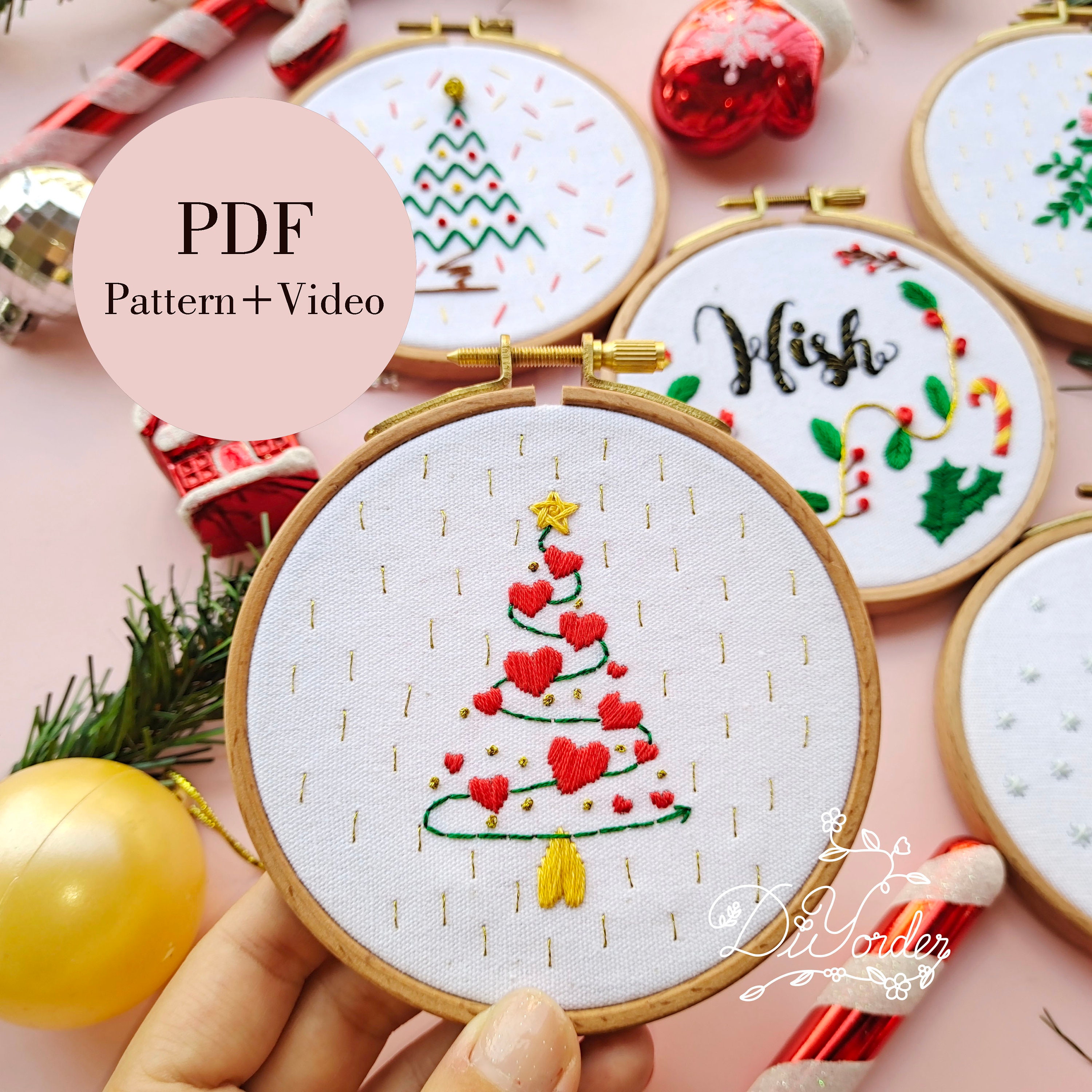 Christmas Tree Embroidery Pattern Christmas Embroidery PDF Etsy