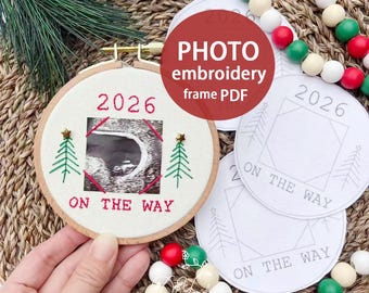 2026 Photo Christmas Embroidery Frame PDF, Stick and Stitch Christmas Ornament