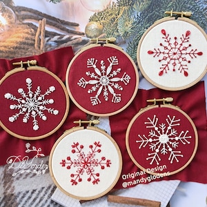 Kit de enfeites de Natal 2024, kits de bordado de floco de neve, conjunto de enfeites de Natal, presente de Natal DIY, lembrança de Natal, arte de parede de Natal