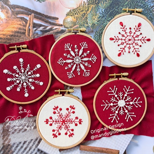 Snowflake Embroidery Kit: DIY Christmas Ornament Set