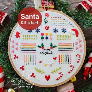 Kit de bordado de Papá Noel para principiantes: Patrón de muestrario de puntadas (principiante)