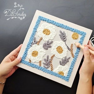 Flower Punch Needle Kit: Beginner DIY Craft, Wall Decor
