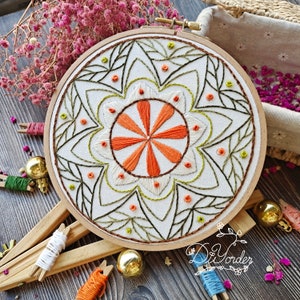 Daisy Mandala Embroidery Kit: Floral Pattern Craft