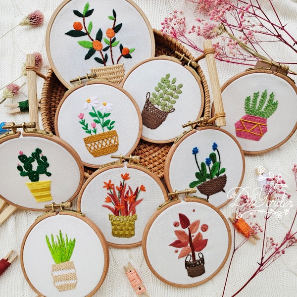3 kits-Handmade Embroidery-DIY Floral Needlepoint Hoop Wall Art Kit-Embroidery Kit -Flower Embroidery-Embroidery-Party gift-Needlework Kit
