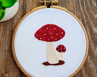 DIY Craft-Mushroom Birthday gift -Handmade Embroidery - Embroidery Kit - Flower Embroidery-Embroidery- Party gift- Kids Craft-Needlework Kit