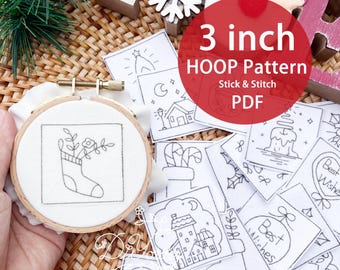 3 inch hoop size of  Christmas Ornament Embroidery Pattern: Stick and Stitch Designs (PDF)
