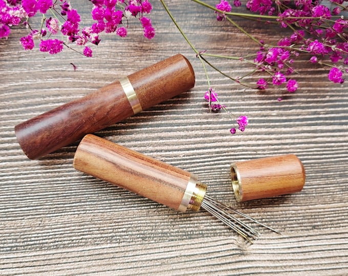 Wooden Needle Case: Embroidery Sewing Needle Storage Tube