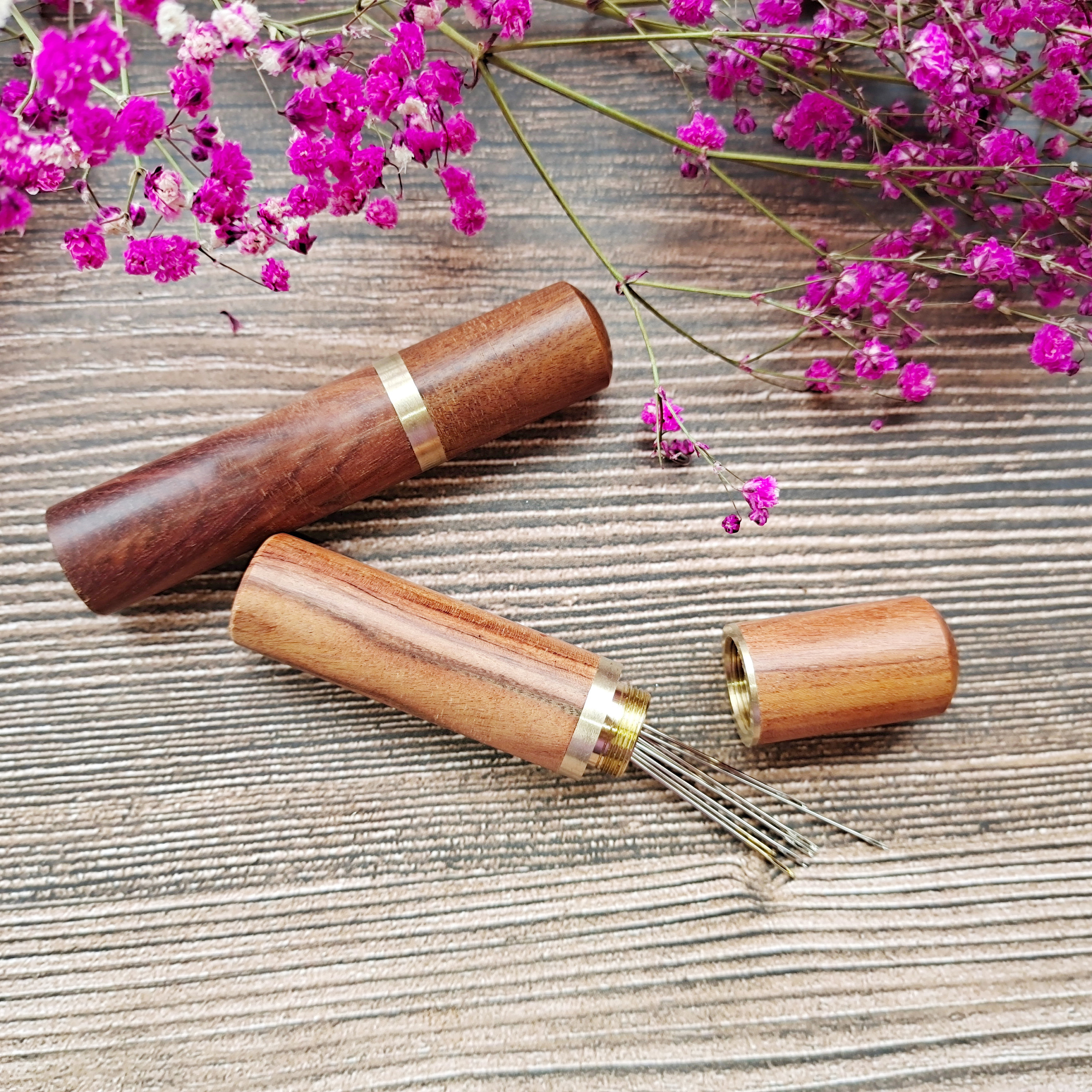 3pcs Syringe Storage Wooden Stand Wooden Organizer Box Hand Sewing Needles  Portable Needle Case Container Felting Box Sewing Needle Safety Holder