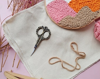 Monks Cloth Punch Needle Fabric And Embroidery Hoop