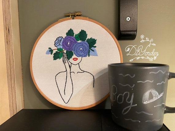 Holding Flowers Embroidery Kit for Beginner, Modern Floral