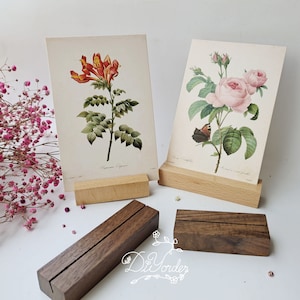 Card Display-wooden table number holders, menu display, photo card holder, wood place card holder, business card holder, photo display