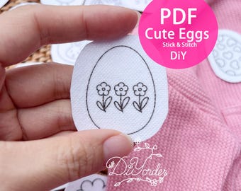 Embroidery Pattern: Eggs, Rabbit Stick & Stitch DIY (PDF)