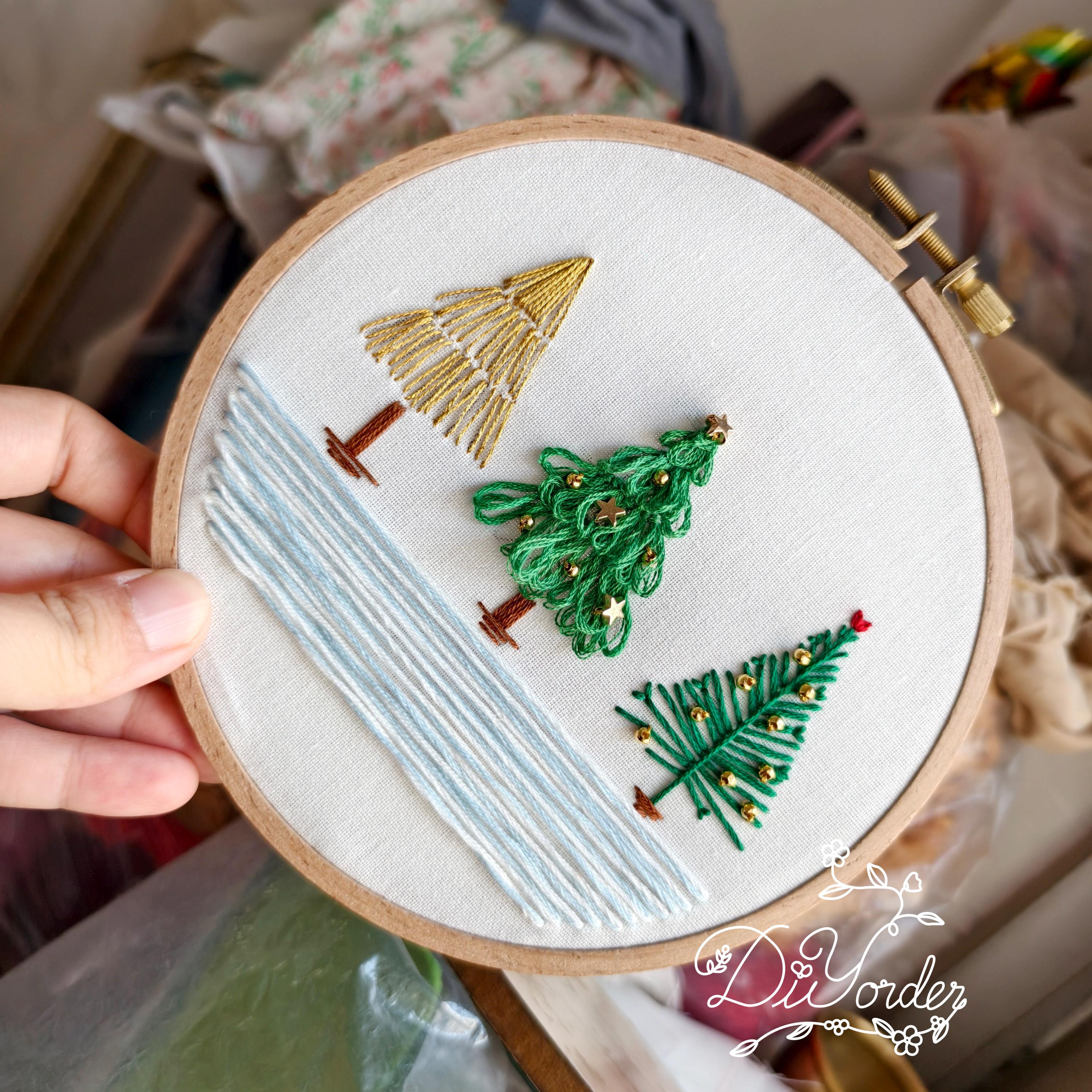 Christmas Tree Embroidery Pattern: Beginner Stitches Tutorial (PDF ...