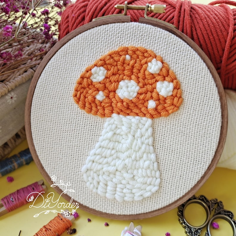 Mushroom Punch Needle Kit Punch Needle Kit for Beginner Etsy