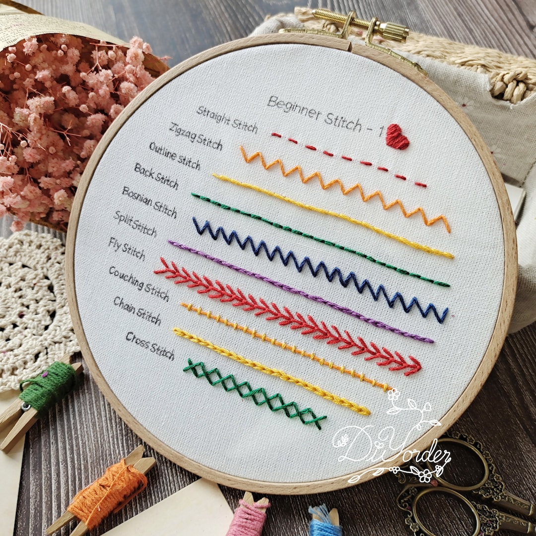 Sampler Stich Embroidery Starter Kit: Beginner Stitch Sampler With Pattern - Etsy