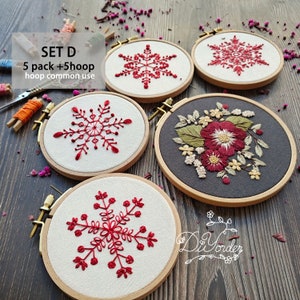Red Flower embroidery kit-Handmade Embroidery-gift for her-Flower Embroidery Design-Needlepoint-DIY Craft Kit-Birthday Gift-Christmas Gift image 8