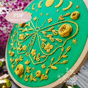 Schmetterling Stickpackung: Mandala-Muster, Anfänger-Stickanleitung (PDF-Muster)