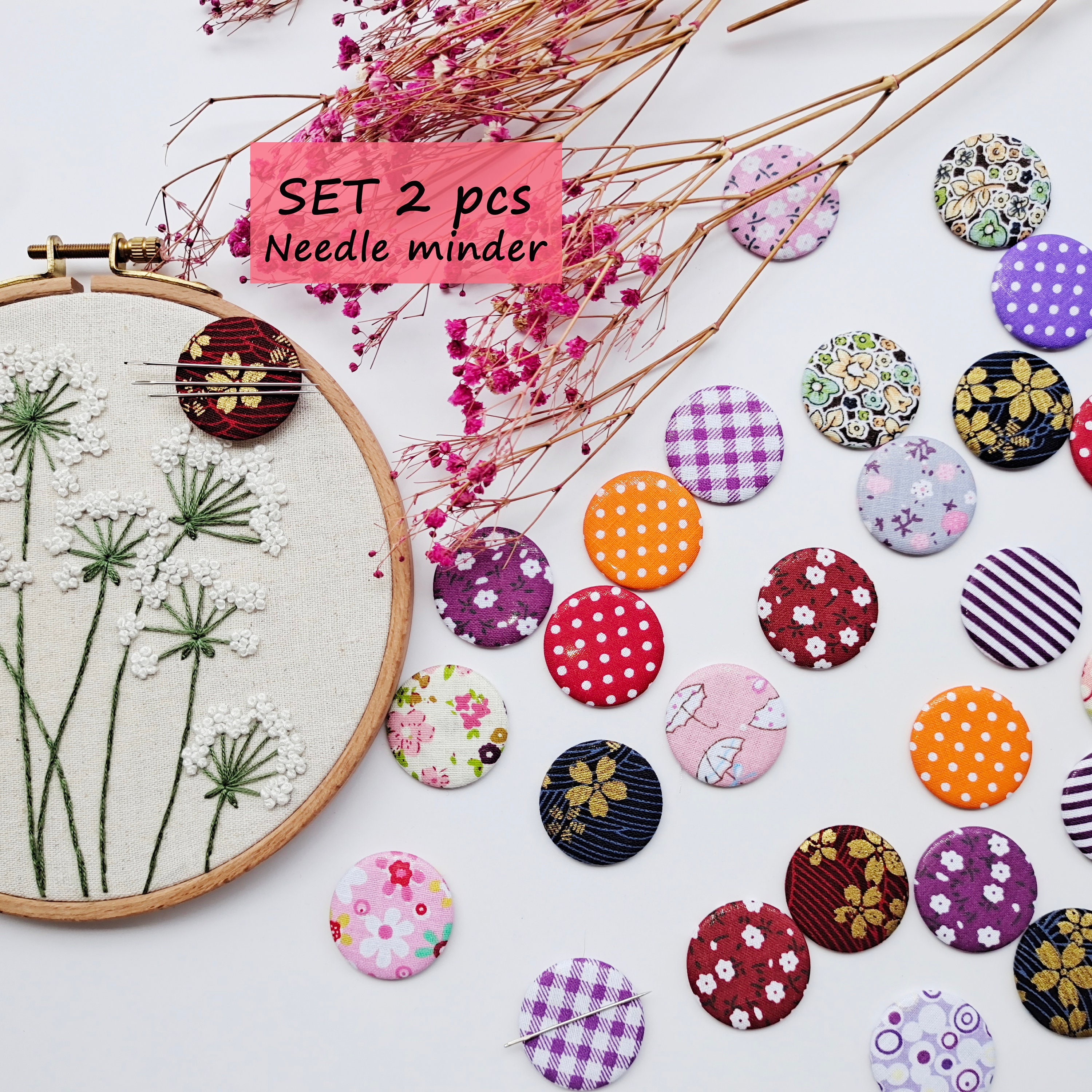 2 pcs Embroidery Needle Minder Magnets: Sewing Accessory