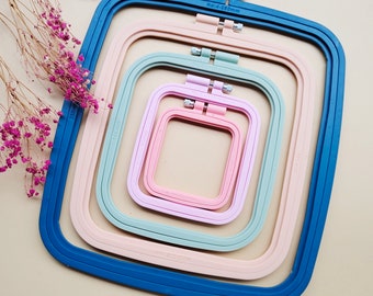 Square Plastic Embroidery Hoops, Pastel colorful Embroidery Hoops ,Sewing Hoop, Wall Decor hoop, Flexi Hoop , Hoop Art, Embroidery Display