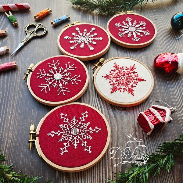 Snowflake Christmas Ornament Kit, embroidery kits, Christmas ornament set, DIY Christmas gift ,Christmas keepsake, Christmas Ornaments