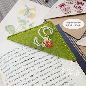 Marcapáginas con letras personalizadas de Navidad 2024 - Marcapáginas de fieltro bordado personalizado - Marcapáginas de esquina - Regalo de cumpleaños - Marcapáginas de esquina