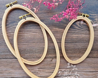 Oval Embroidery Hoop, Hoop,Wooden Imitation Hoop, Flexi Hoop for Hand Embroidery, Hoop Art, Embroidery Display