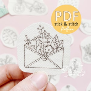 Flower Letter Embroidery Pattern: Printable Stick and Stitch (PDF)