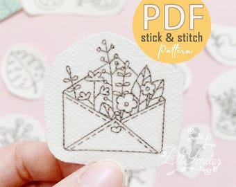 Flower Letter Embroidery Pattern: Printable Stick and Stitch (PDF)