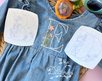 Alphabet Flower Embroidery Kit: Stick and Stitch Name Transfer