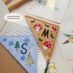Marcapáginas con letras de la A a la Z - Marcapáginas de fieltro bordado personalizado - Marcapáginas de esquina - Regalo de cumpleaños - Marcapáginas de esquina