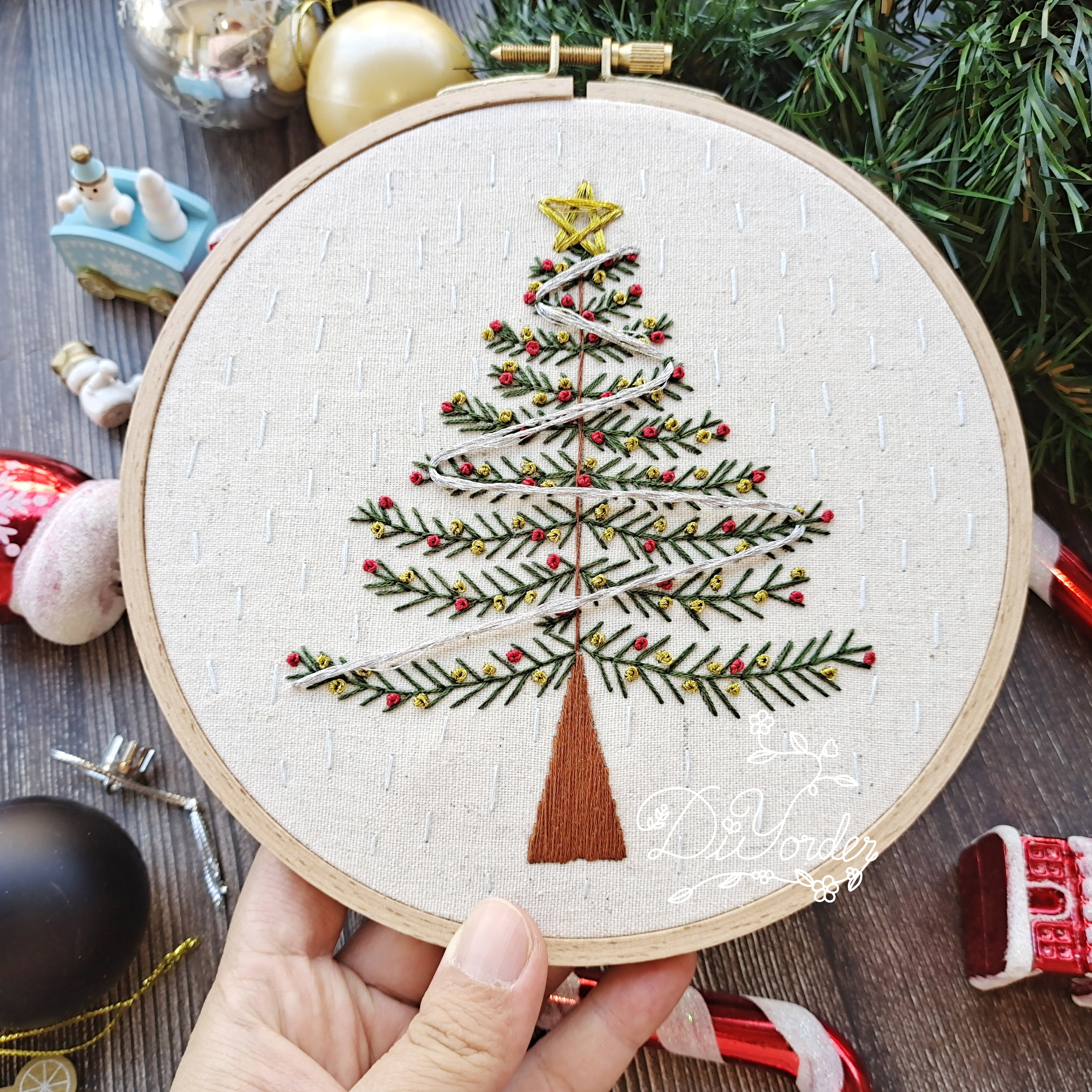 クリスマスツリー刺繍キット：DIYオーナメントセット - Etsy 日本