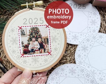Photo Christmas Embroidery Frame PDF, Stick and Stitch Christmas Ornamen