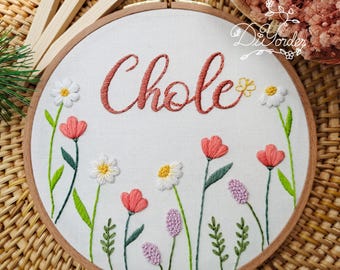 Personalized Girl Name Embroidery Kit: DIY Daisy Craft Project