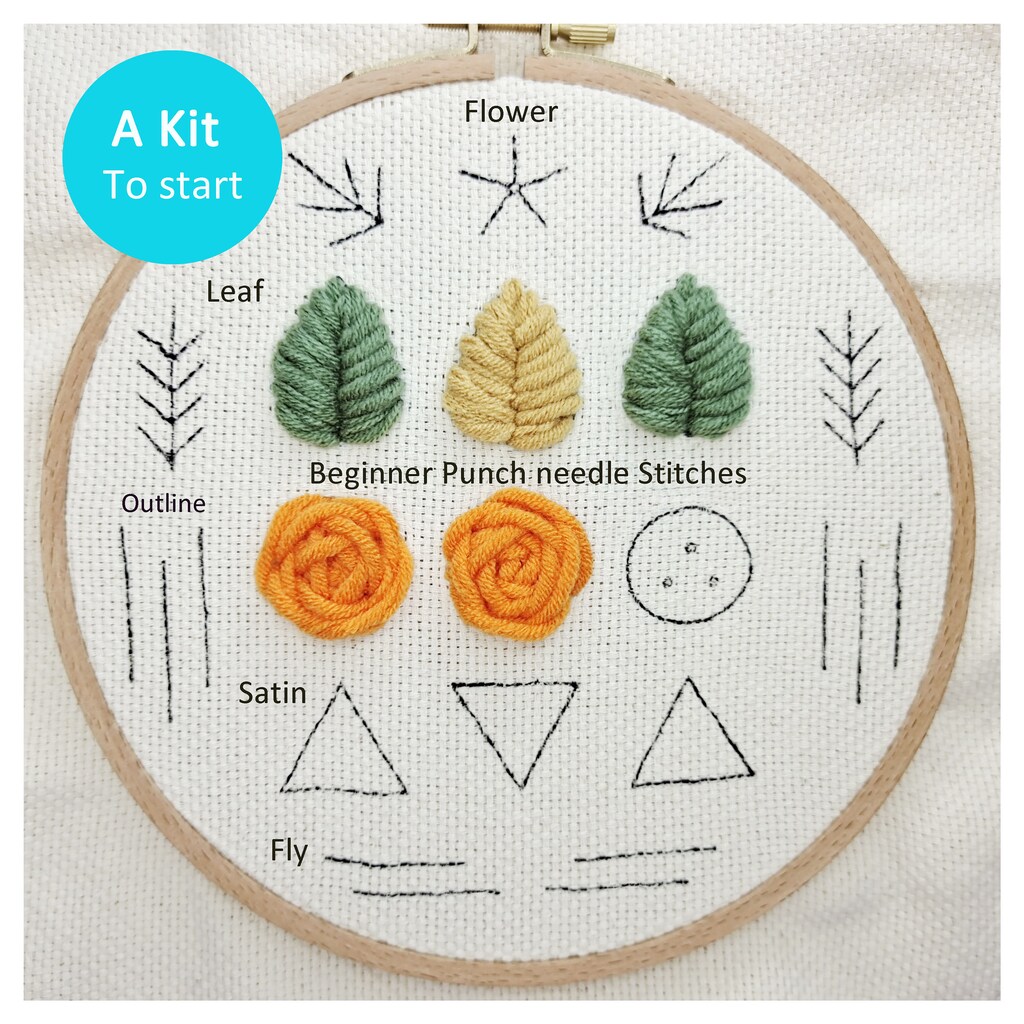 TINDTOP Kit Ricamo Per Principianti Adulti - 5 Set Completi Con Telaio, Fili, Aghi E Istruzioni - Motivi Animali (Gufo, Farfalla, Ape...)