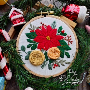 Christmas flower embroidery kit-Christmas gift- 2023 Christmas Snow