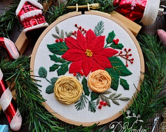Christmas flower embroidery kit-Christmas gift- 2023 Christmas Snow