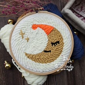 Kit di aghi Sleep Moon Punch- Regalo di compleanno- fatto a mano a casa-Kit di punzoni per bambini - Punch per principianti- Kit di cucito per bambini-Ricamo per bambini