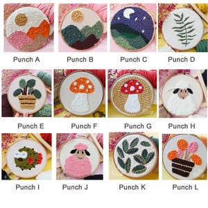 Beginner Punch needle Kit-Learn 8 different stitches-How to start embroidery-fabric-needle kit-birthday gift-handmade-punch needle kit image 10