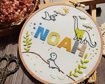 Boy Name Embroidery Kit: DIY Floral Personalized Embroidery