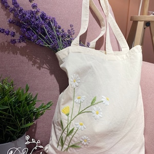 Gänseblümchen Tasche - Stickerei Tasche - Geburtstagsgeschenk - Gänsige Blumentasche