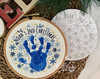 2025 Snowflake Baby Handprint Embroidery: Stick and Stitch Christmas