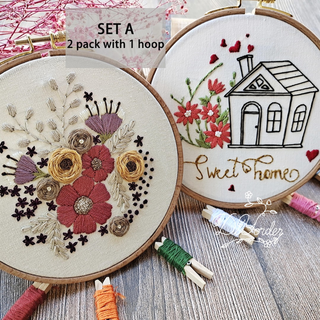 Sweet Home Embroidery Kit: Floral & House DIY Needlework - Etsy