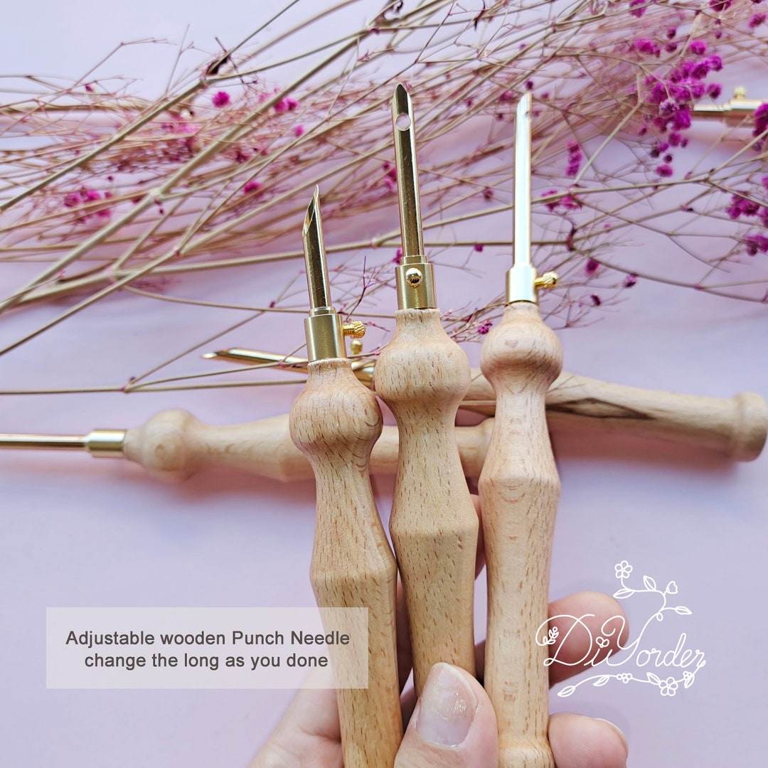 Adjustable Wooden Punch Needle, Punch Needles Start Kit, Beginner Punch Needle Kit With