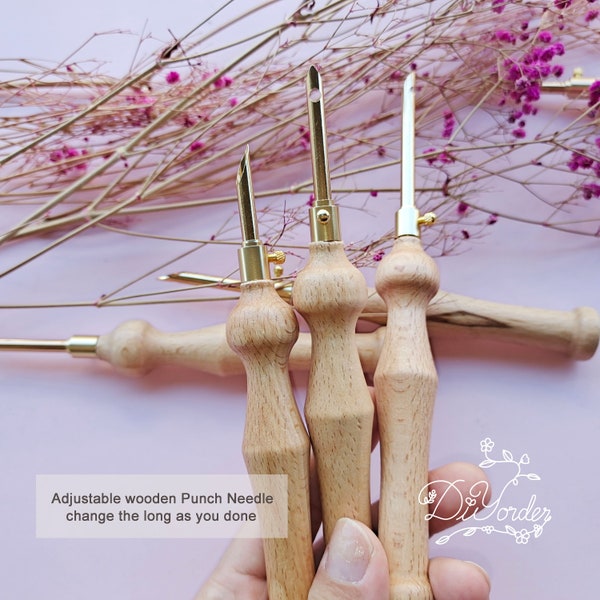 Adjustable Wooden Punch Needle: Beginner Embroidery Start Kit