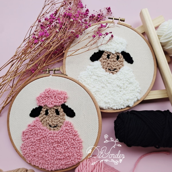 Sheep Punch Needle Etsy