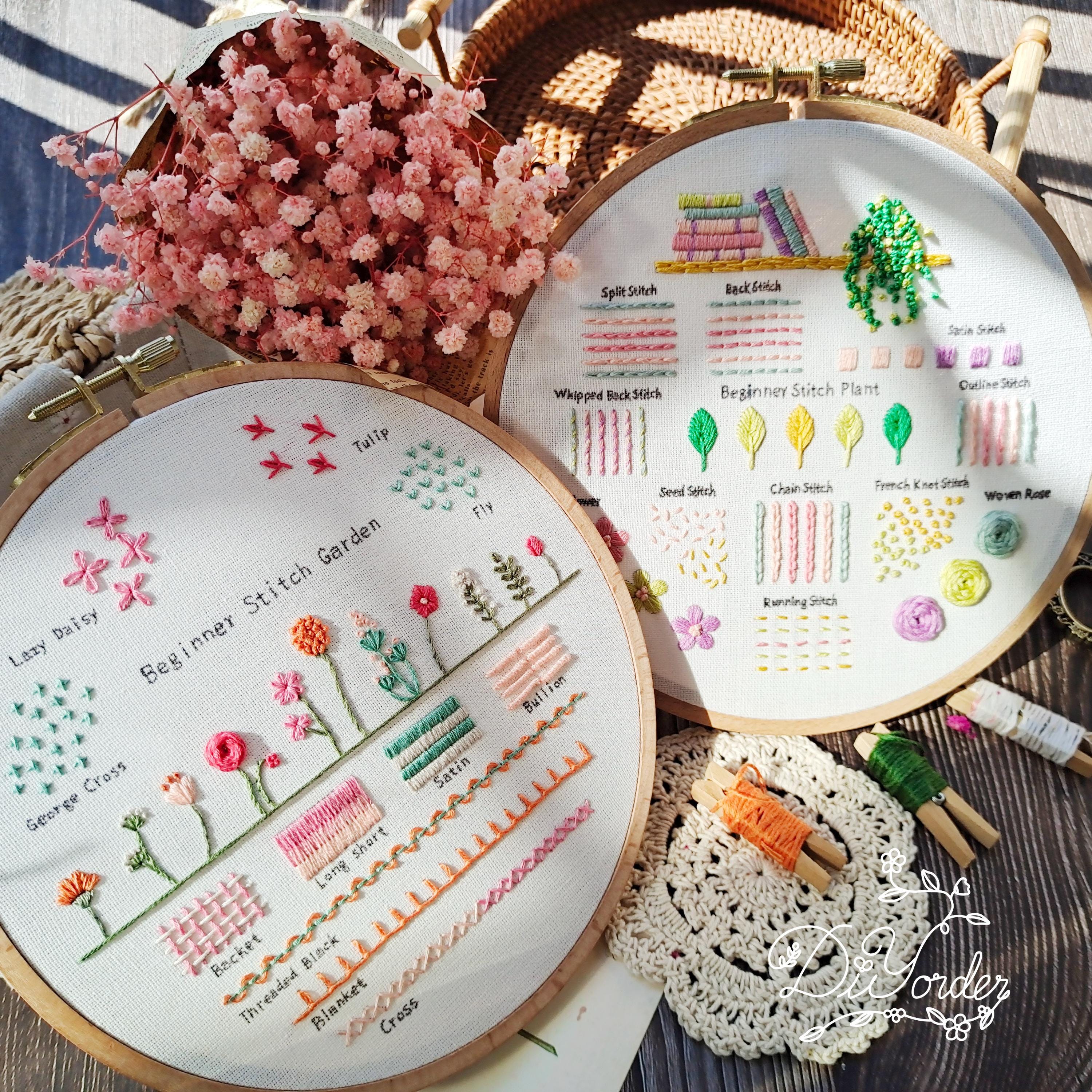 レインボー刺繍スターターキット：ステッチサンプラーパターン（初心者