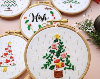 DIY Embroidery Kit beginner, Beginner Embroidery kit, Modern embroidery kit cross stitch, Hand Embroidery Kit, Christmas Tree,Christmas Gift