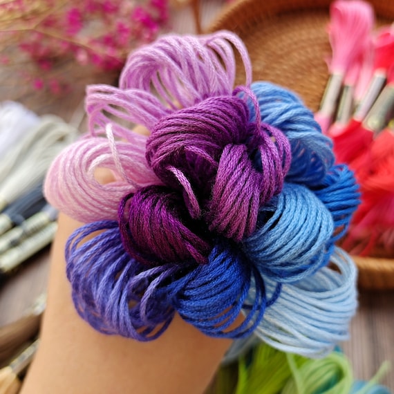 Embroidery Knitting Skein Cotton Crochet Yarn 10 Pcs Set Pink White Thread  Ball